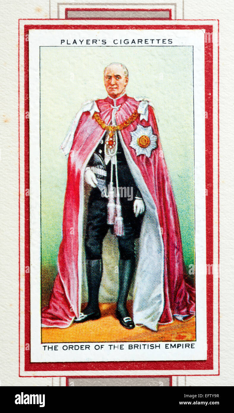 Player`s cigarette card - The Order of the British Empire. Stock Photo